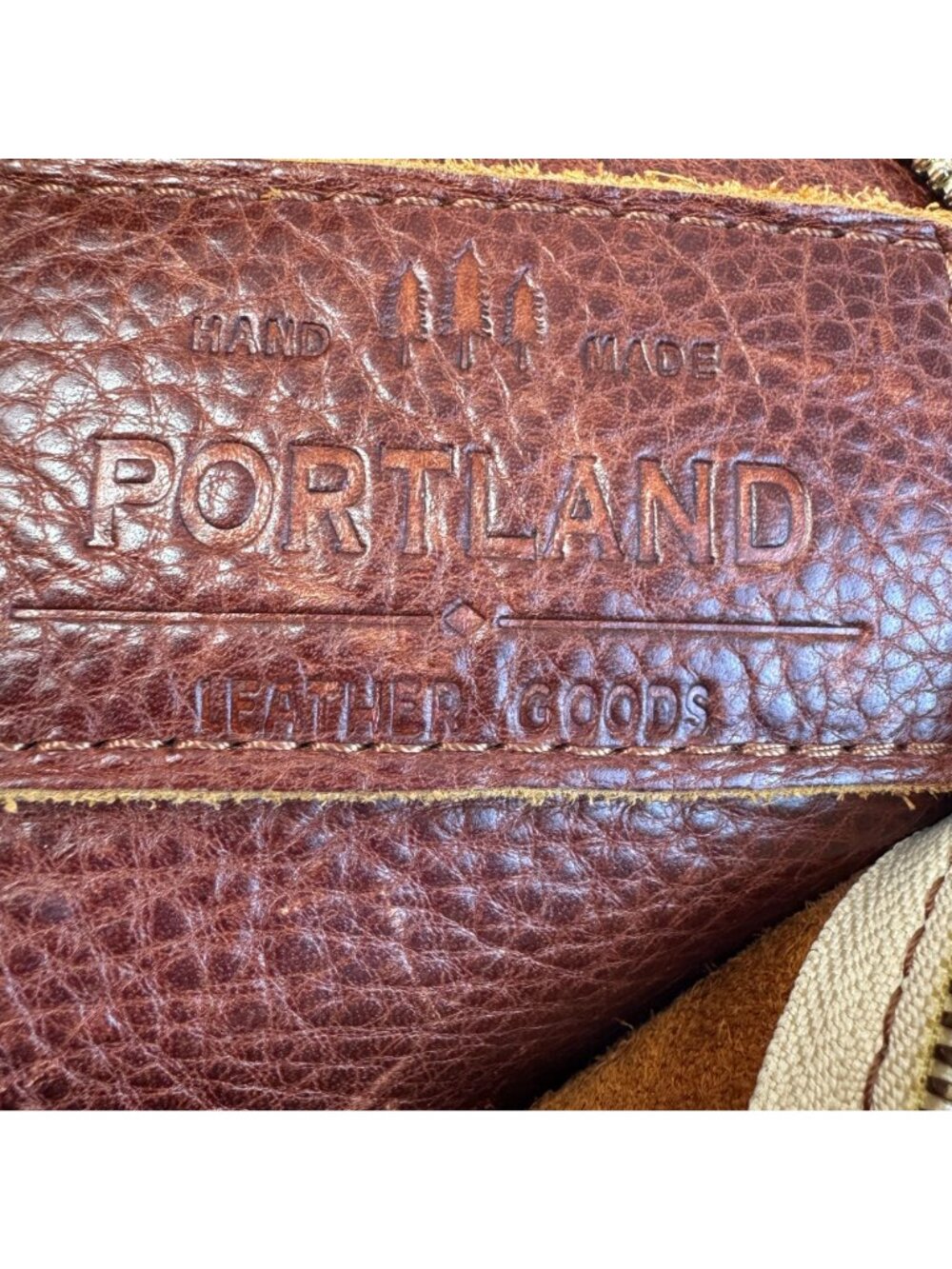 Portland Leather Goods Classic Nutmeg Leather Backpack With Gold Zippers - Picture 9 of 11